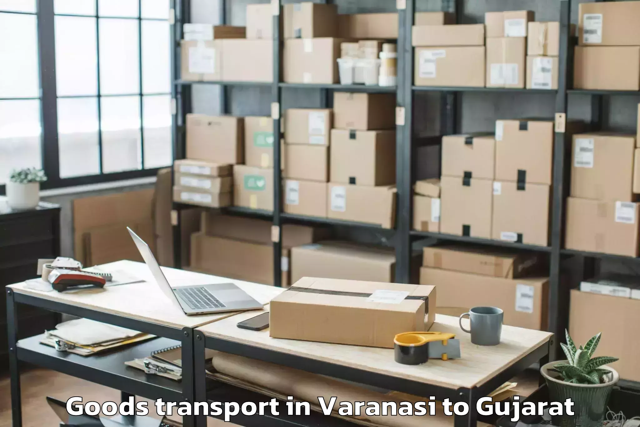 Professional Varanasi to Bhanvad Goods Transport